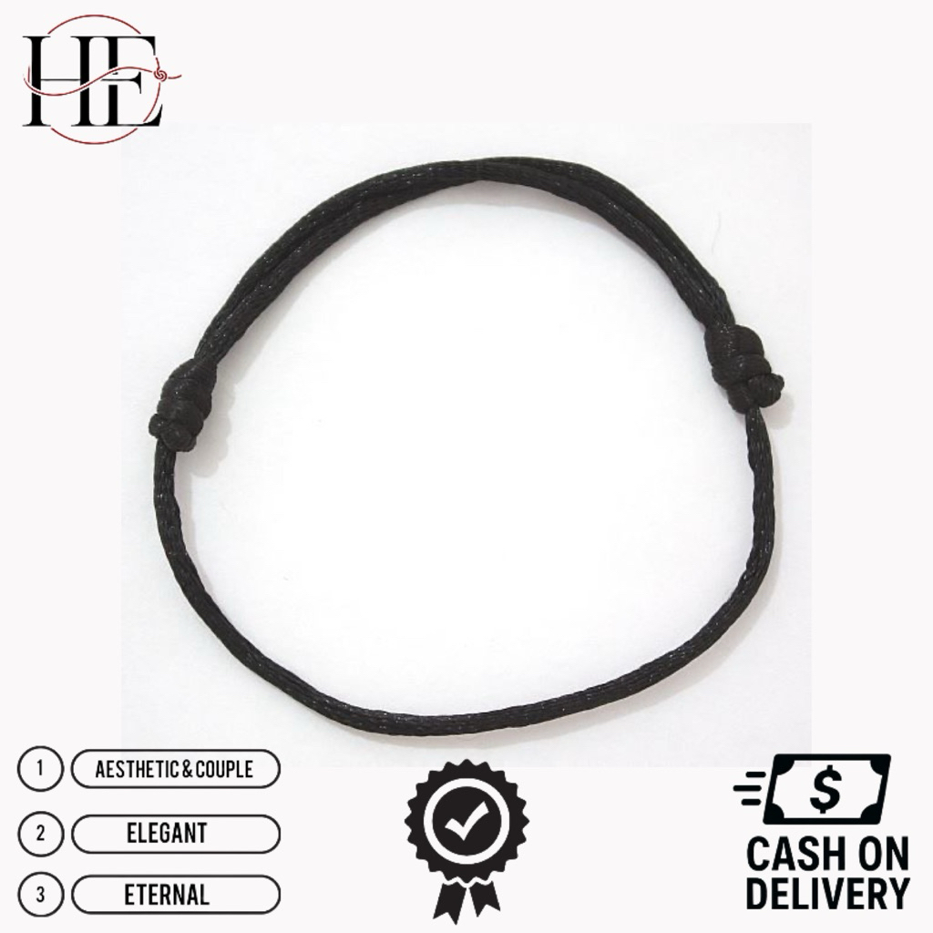 HE - Gelang tangan tali hitam polos aesthetic bracelet bangle, gelang tangan tali hitam polos couple