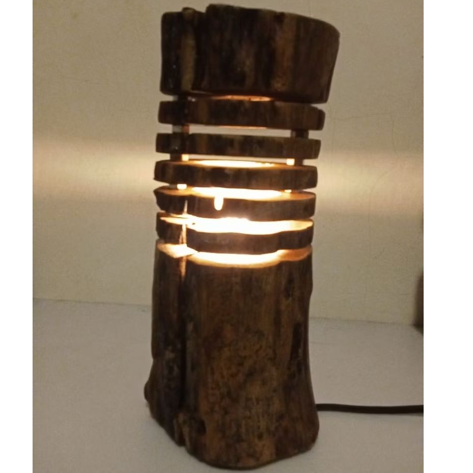 lampu meja hias bahan kayu langka/antik