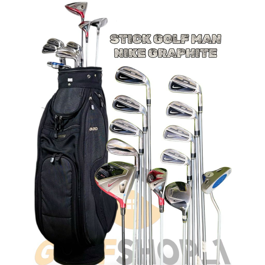 Stick Golf Man Nike Shaft Graphite Flek Reguler Fullset Bag Golf Second Original