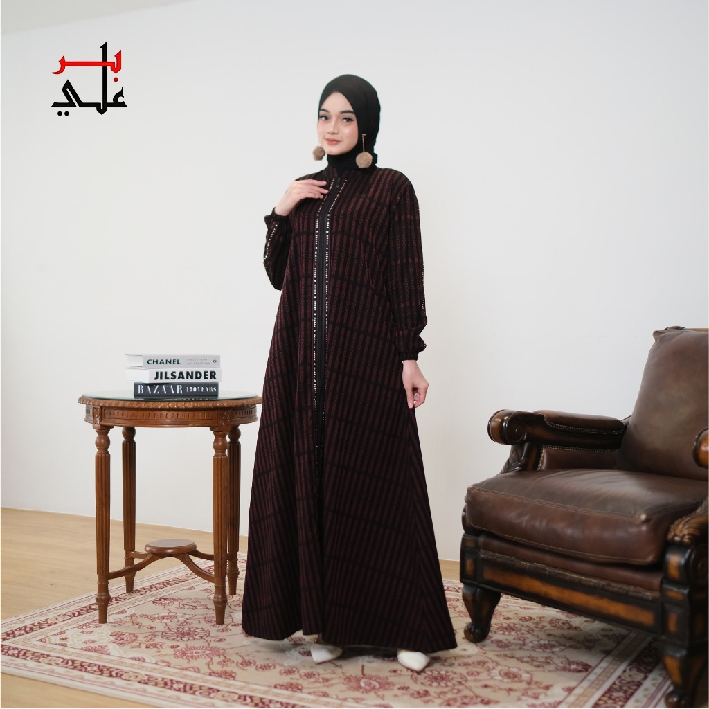 BIIR ALI Collection Abaya Hitam Hannan Dress Dubai Busui Friendly 2 In 1 Semi Outer Tebal Adem Mewah