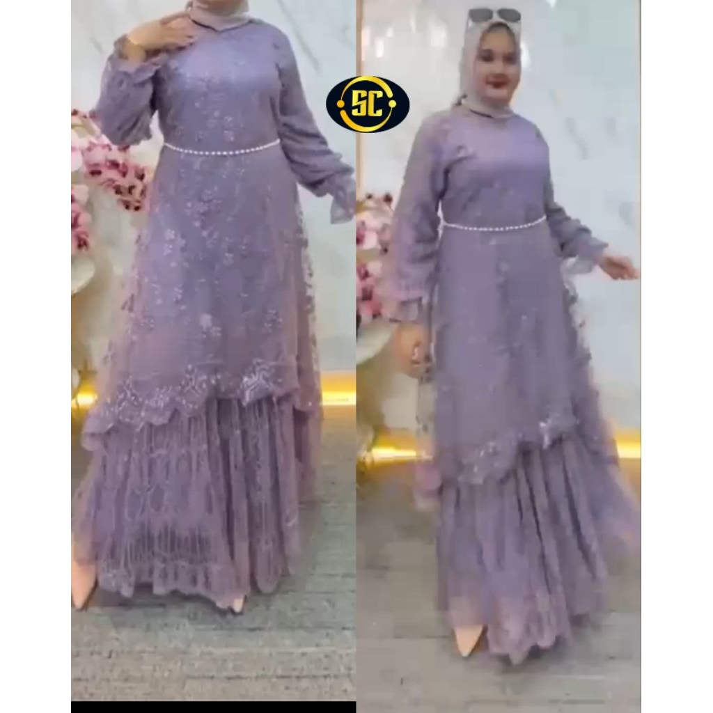 GAMIS PREMIUM BY ZIKRA TILLE BORDIR MIX RENDA SUPER MEWAH BEST SELLER/DRESS WANITA IMPORT PREMIUM