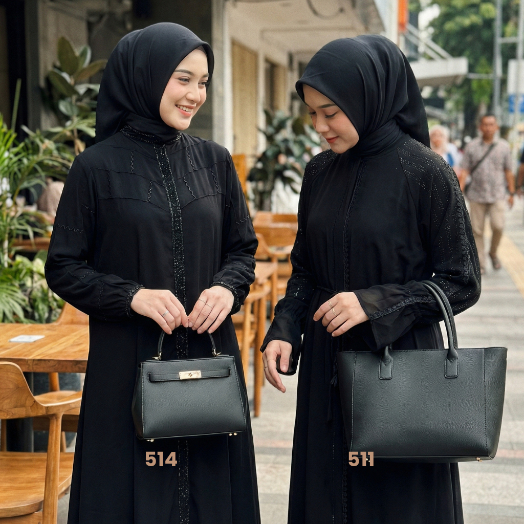 NC - Abaya Gamis Remaja Hitam Aesthetic Gamis Remaja Elegan Syari Dress Haji Pesta Umroh Lebaran