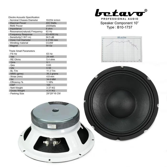 Speaker Betavo 10 Inch Subwoofer 1737 400W Max