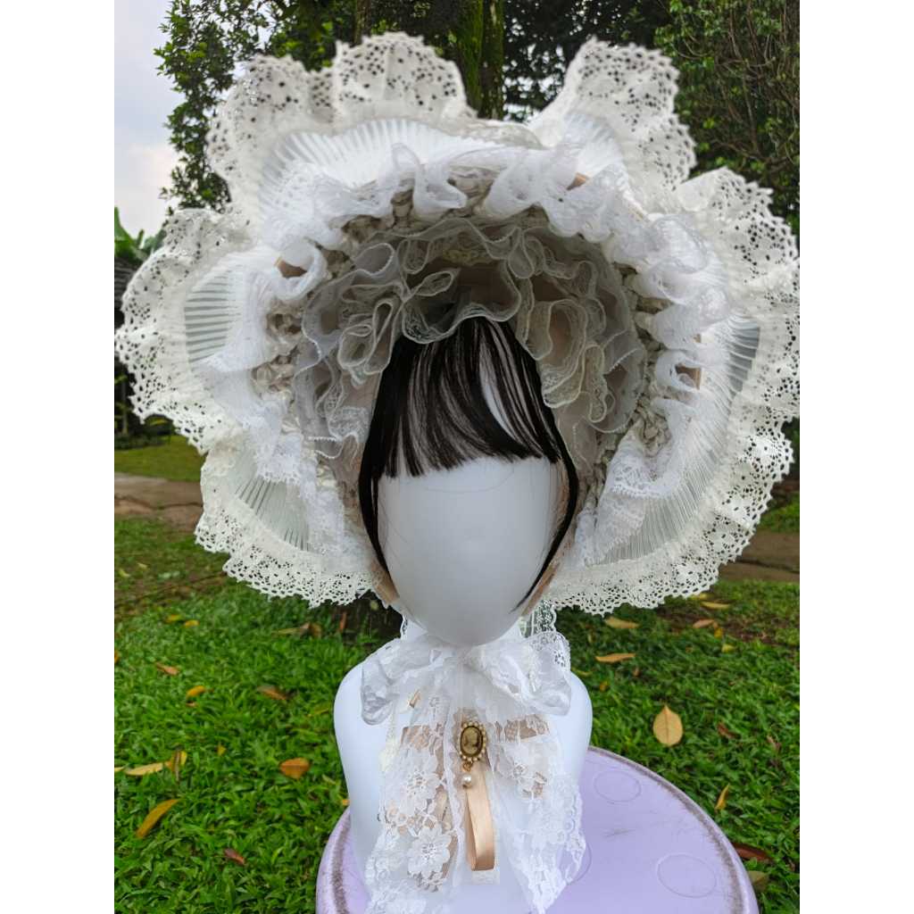 topi noni, bonnet, lolita, victorian+bros pita/jepitan