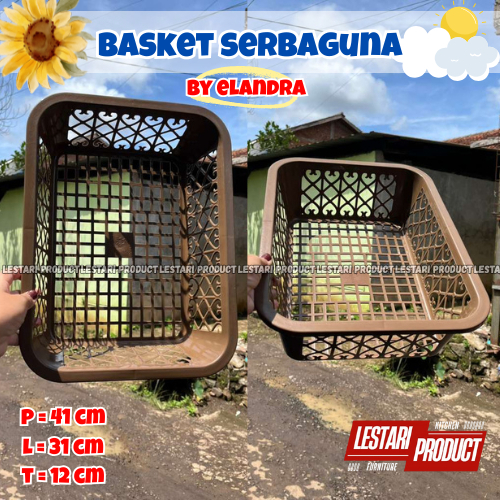 ( 6 PCS ) KERANJANG BASKET SERBAGUNA I KERANJANG SEGI LOUNDRY ELANDRA | KERANJANG COKELAT | RIGEN | 