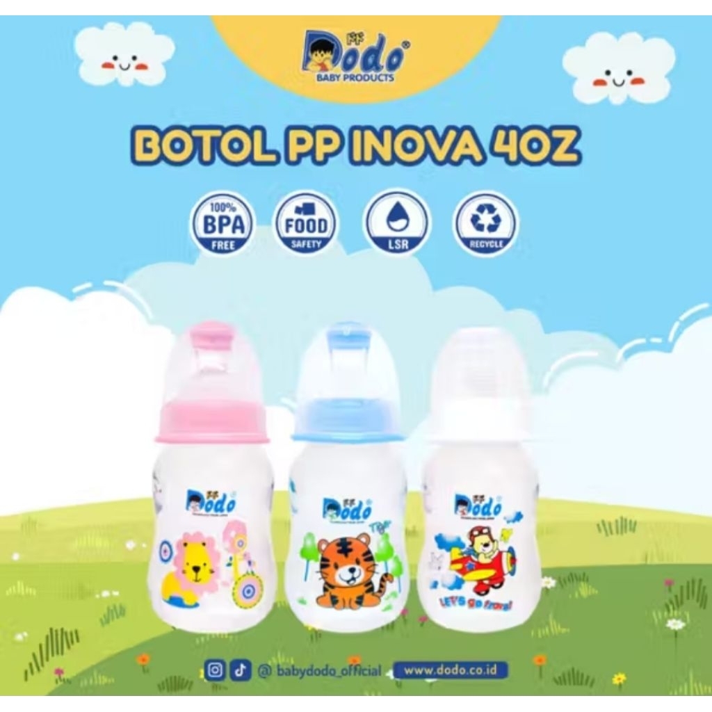 Dodo Botol Minum Susu Anak Seri PP Inova | Anti Kolik | BPA Free | Dot Pedo | Dot Pipih