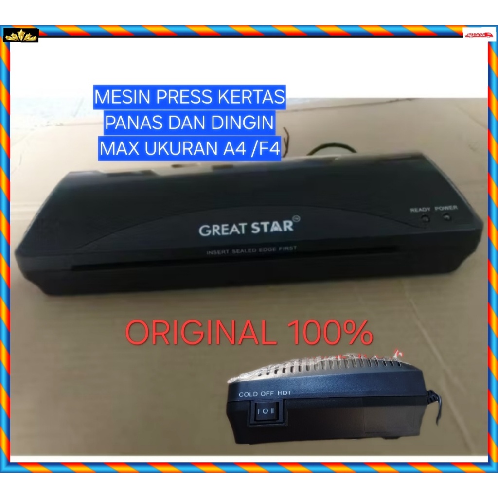 Q90 MESIN LAMINATOR LAMINATING PRESS KERTAS PLASTIK PRES DOKUMEN ORI 100% PANAS DINGIN MAX UKURAN A4