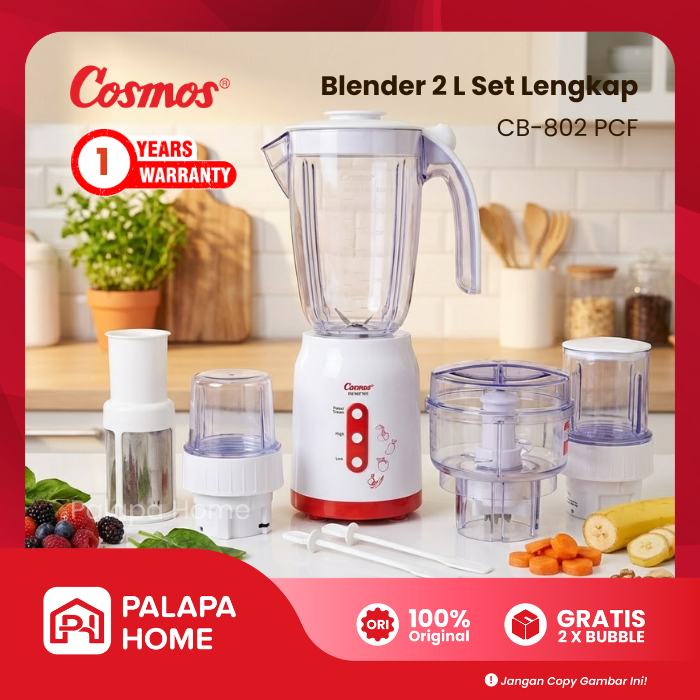 Cosmos Blender Blenz Set Lengkap 2 Liter Dry Wet Mill Chopper Filter Ampas Berhenti Otomatis CB-802 