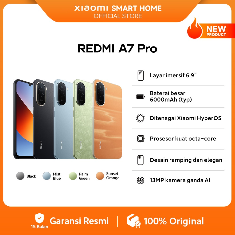 Xiaomi Redmi A7 Pro (4+64 GB) (4+128 GB) | Layar imersif 6.9 inch | Baterai 6000mAh (Typ) | Xiaomi H