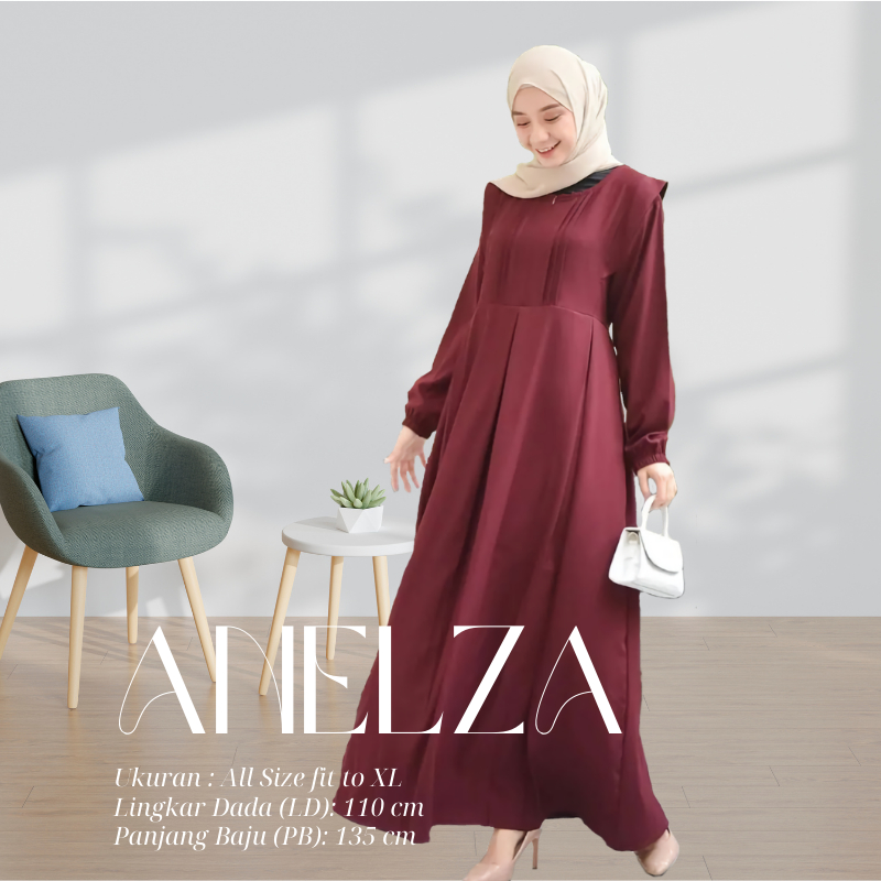 Baju Gamis Terbaru 202 Lebaran Wanita Dress Muslim Kondangan Remaja ANELZA Kain Lemonskin Import Pre