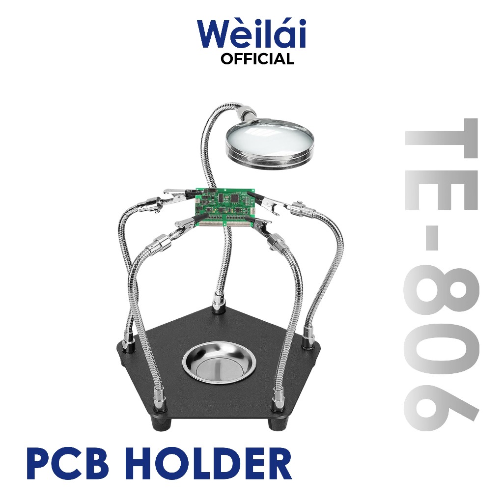 WEILAI TE-806 PENJEPIT PCB & KACA PEMBESAR  ORIGINAL - PCB HOLDER MULTIFUNGSI - RAGUM JEPIT PCB HOLD