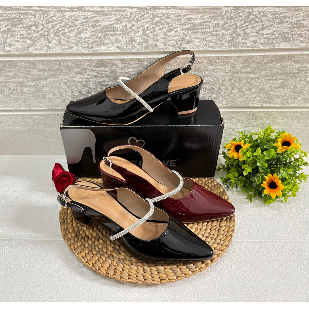 SEPATU SANDAL HEELS GREEN LOVE