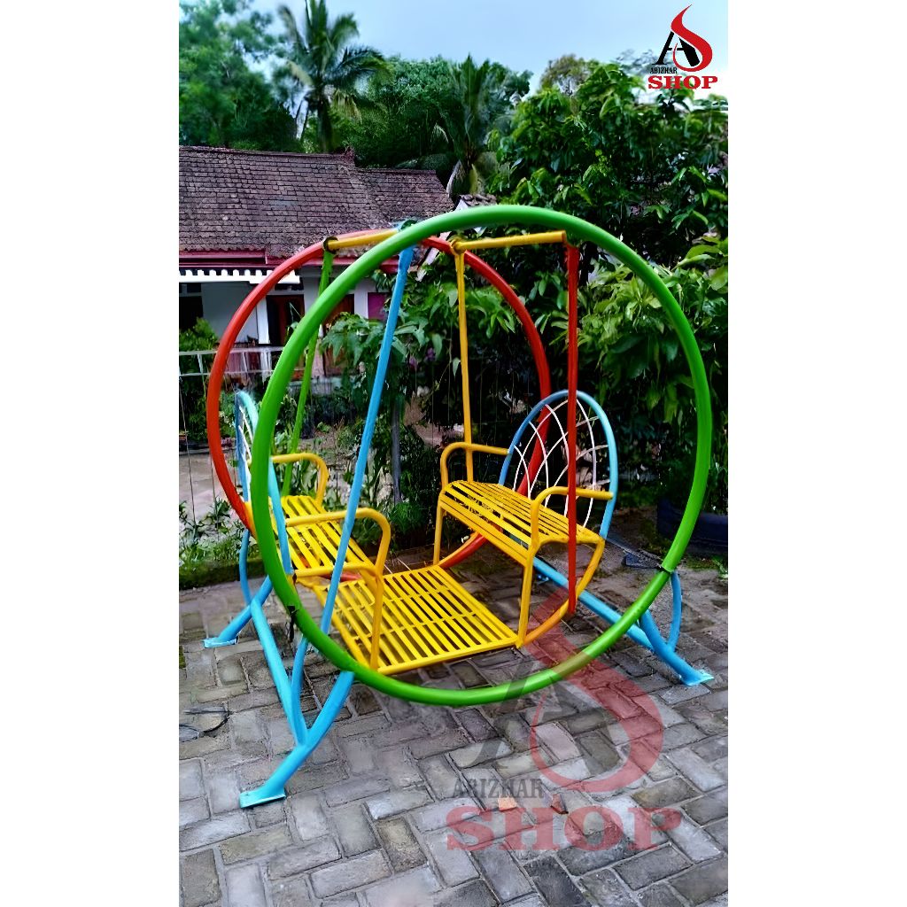 Ayunan Besi Anak Bulat Double Berhadapan 4 Orang