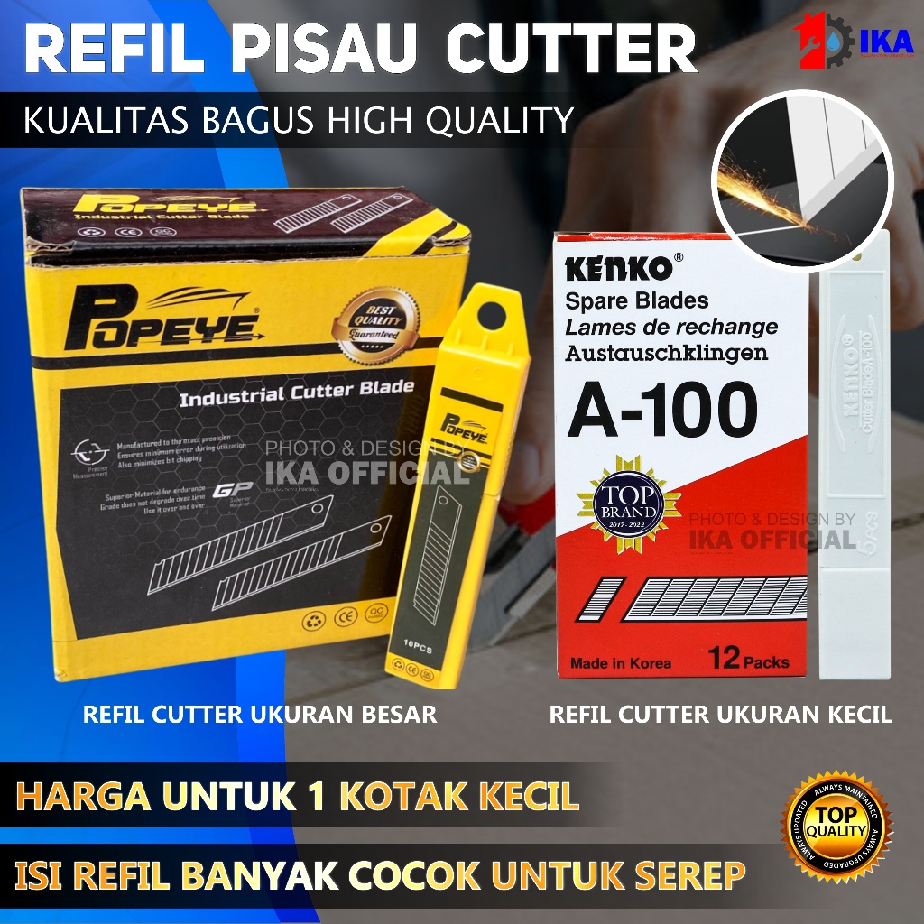ISI MATA PISAU CUTTER  KENKO ASLI L-150 BESAR & JOYKO  & FREED A 100 KECIL/SILET TAJAM KUALITAS BAGU
