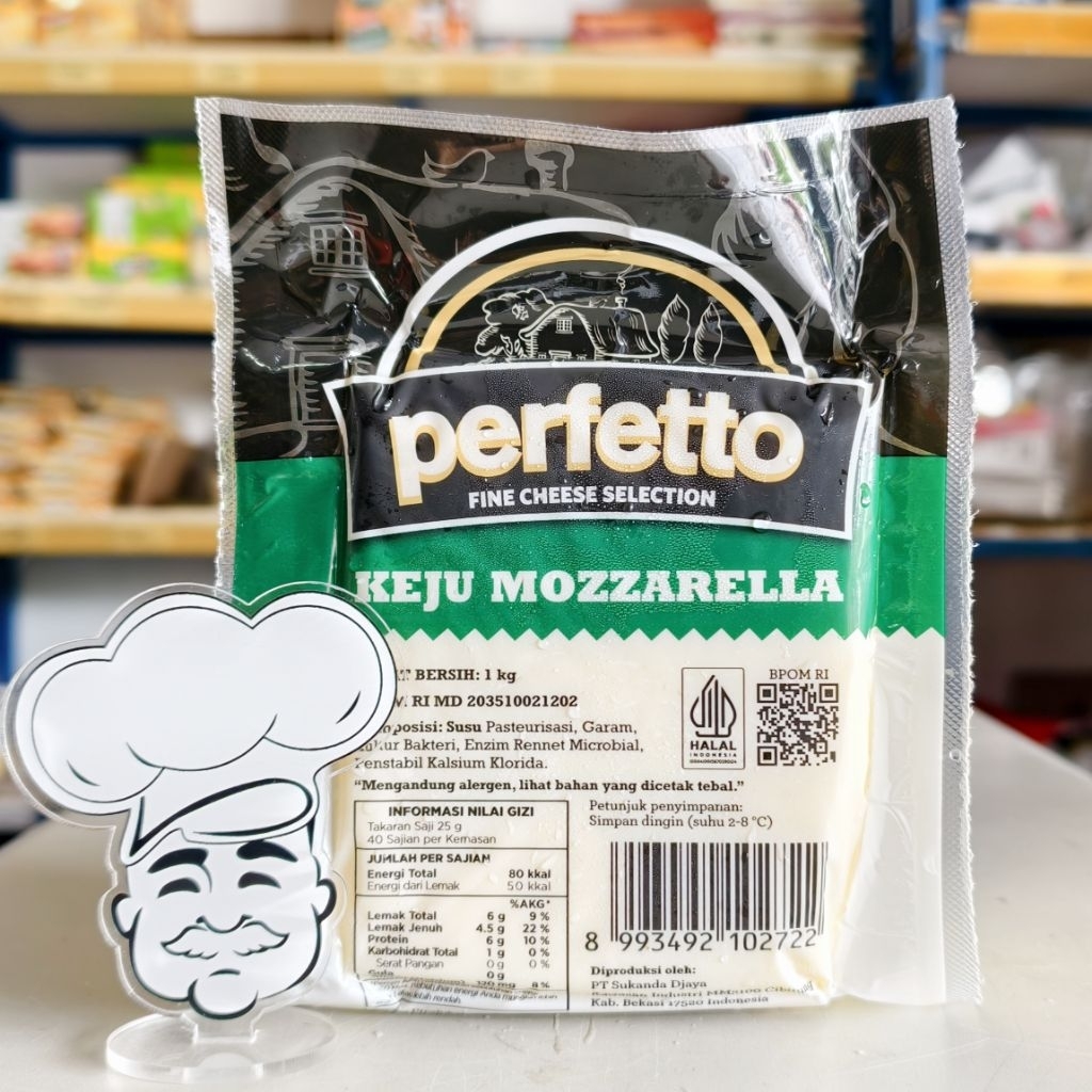 Keju Perfetto Mozarella 1Kg / Keju Mozarella Perfetto 1Kg / Mozarella Cheese Perfetto 1Kg