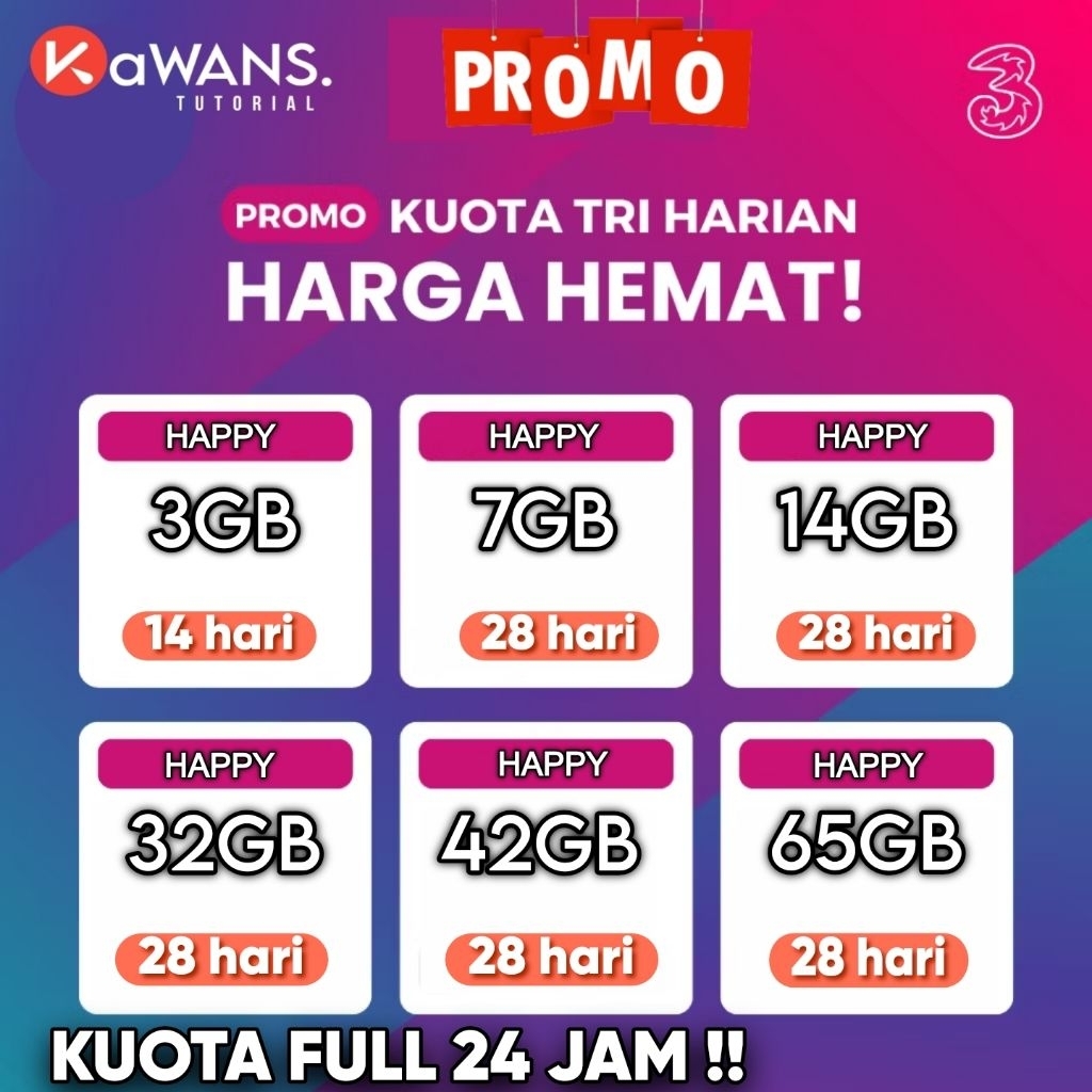 PAKET KUOTA INTERNET TRI TERMURAH AON GET MORE UNLIMITED