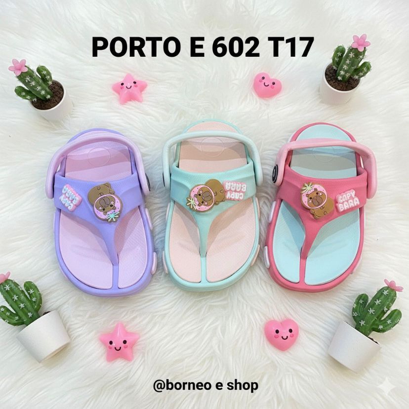 [BISA COD] Porto 602 T17 Sandal Jepit Anak Sendal Porto Anak Perempuan Karakter Lucu Bahan Karet Bag