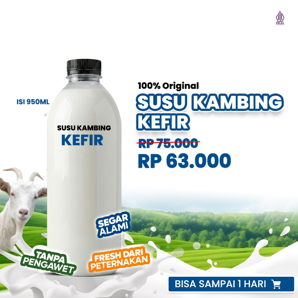 Susu Kambing Kefir 950 ML Segar Langsung Dari Peternakan Tanpa Pengawet 100% Original
