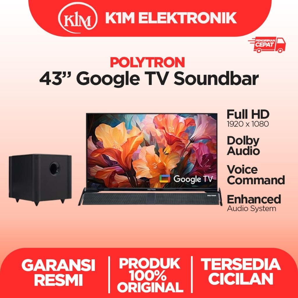 LED Polytron 43 inch GOOGLE TV PLD-43BG9058/ PLD - 43BG5058 Sound Bar