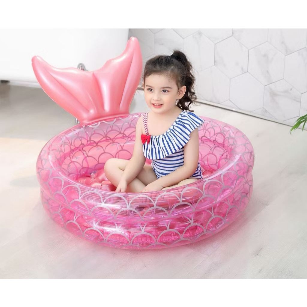 Kolam Mandi Bola  mermaid Anak Portable Kolam Renang Bayi Ban Renang Mermaid Pelampung Anak