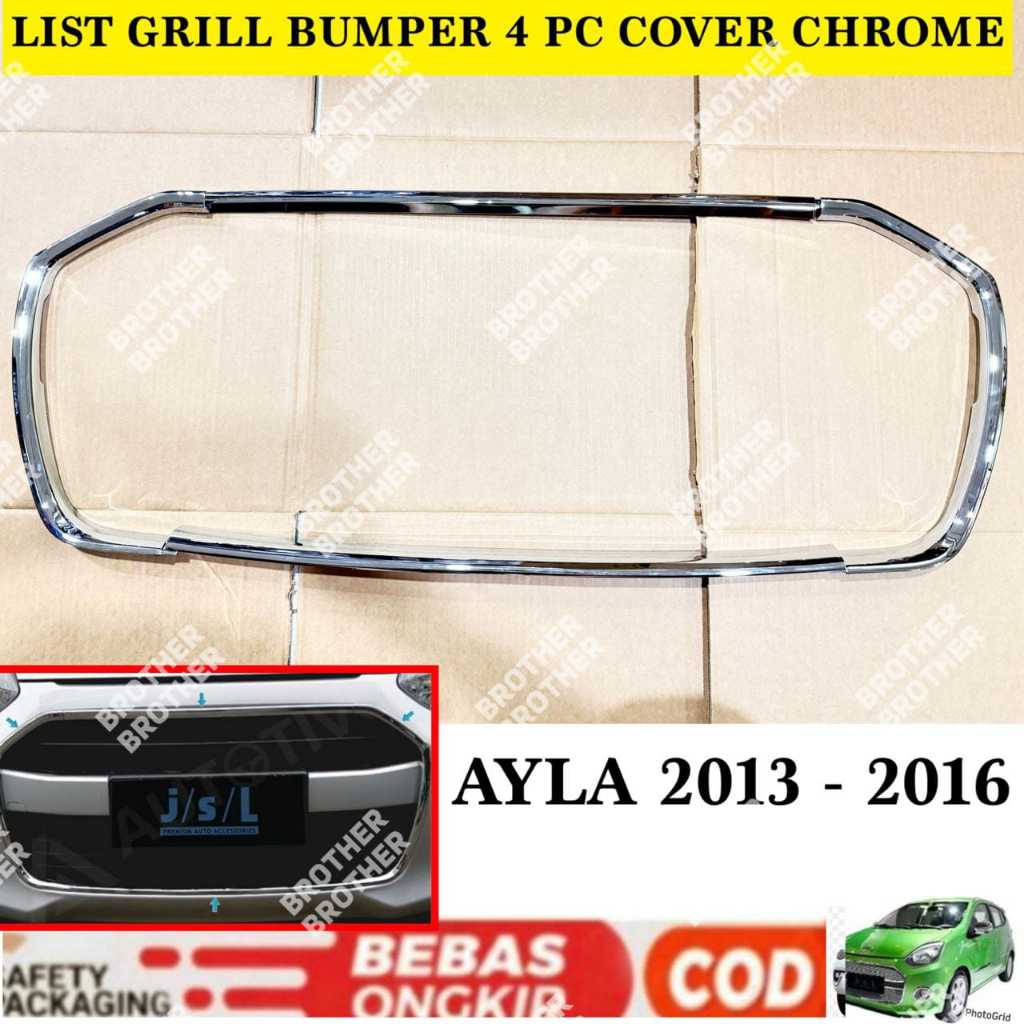 List Grill Bumper Ayla 2013 2016 4 PCS Chrome