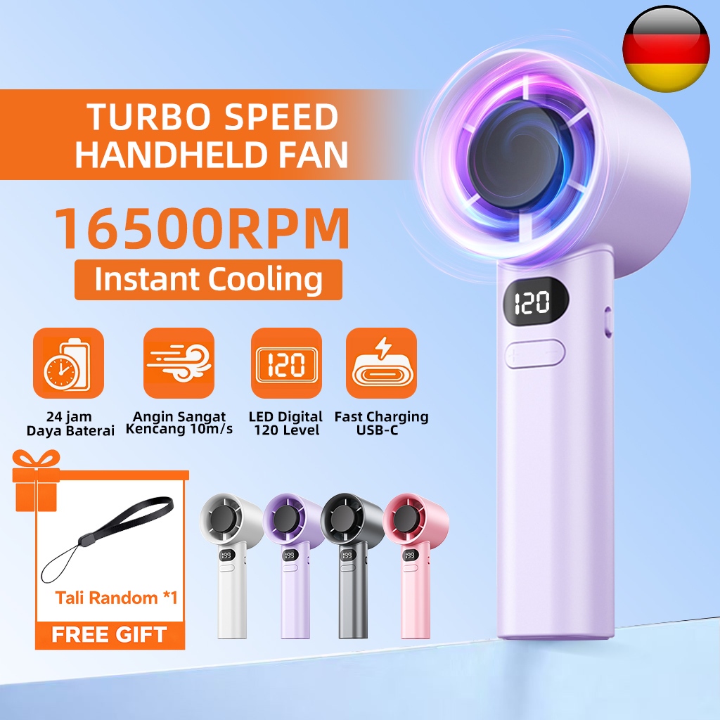 COD 2026 Kipas Angin Mini Portable High-speed Mini Kipas Tangan 16500RPM Kipas Strong Wind 120Gear W