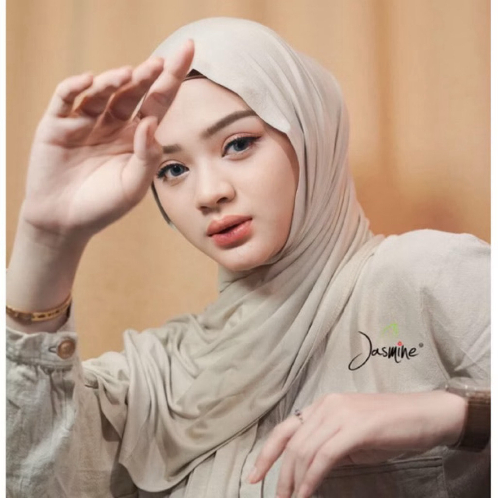 NEW JASMINE HIJAB PASHMINA COTTON RAYON WARNA LATTE DAN GREY