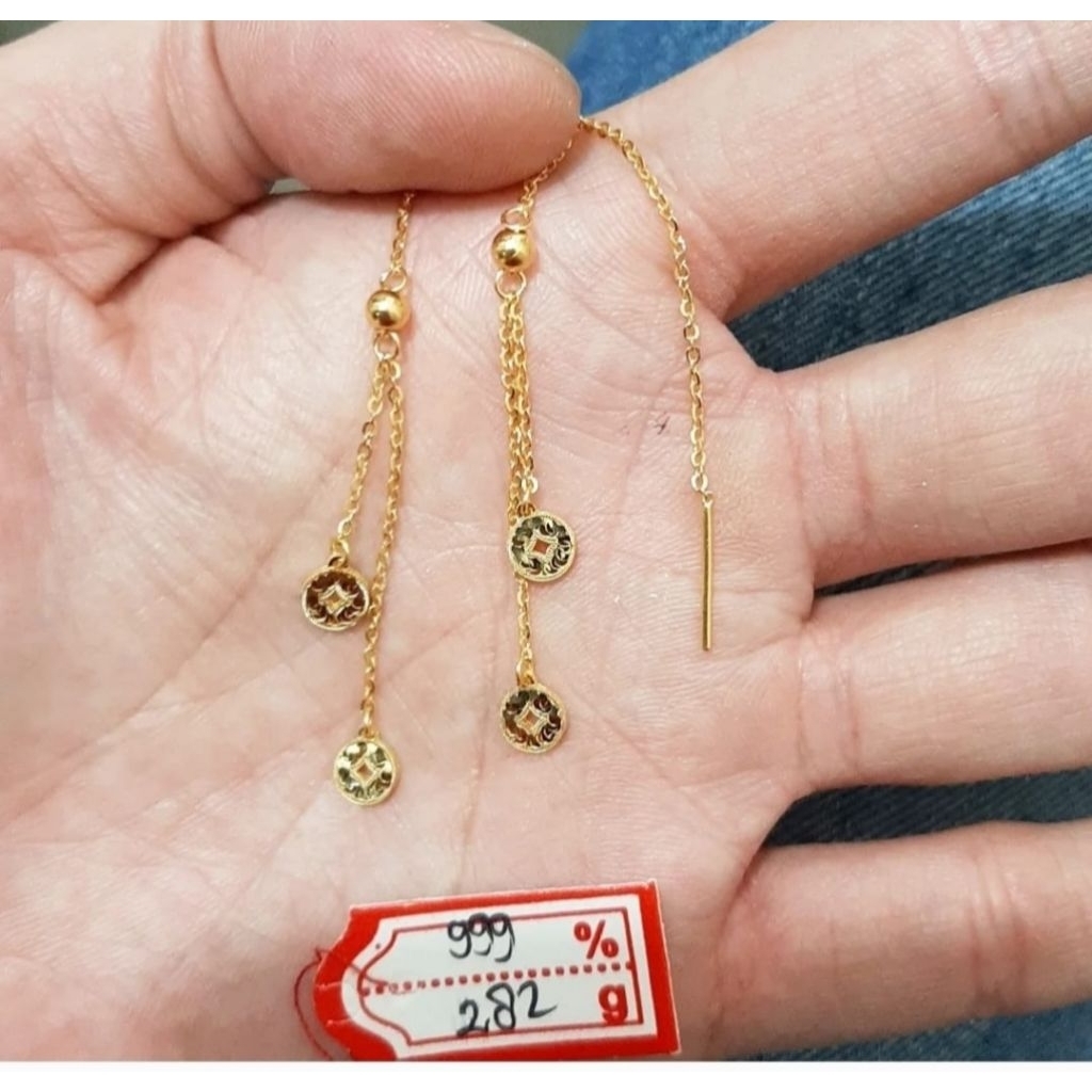 Anting emas 24k uang koin