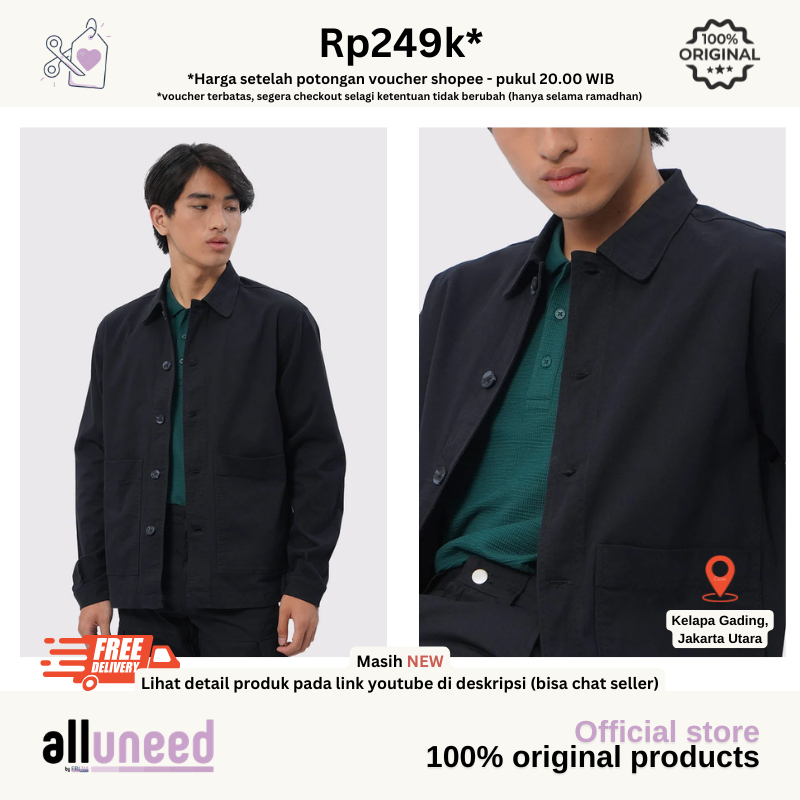 Jaket Executive Slim Fit Collared Jacket Black - Jaket Executive Hitam - Ukuran L