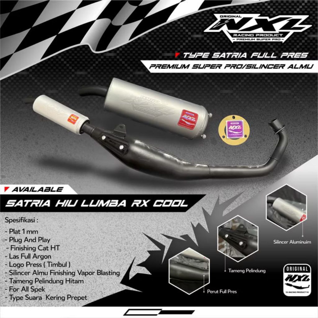 KNALPOT SATRIA LUMBA/HIU TIPE FULL PRESS SR PRO ORIGINAL NXL RACING