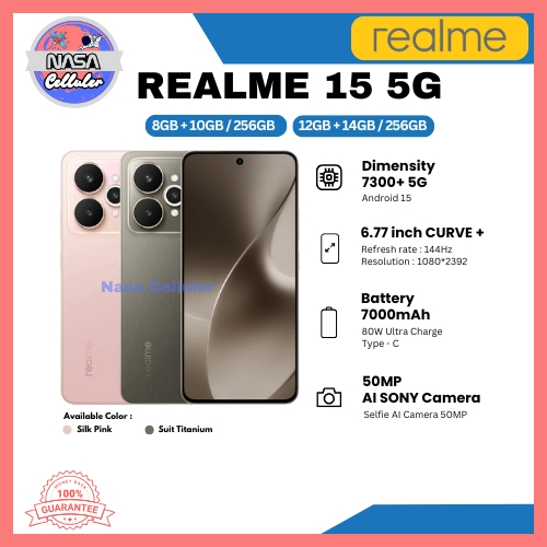 HP REALME 15 5G 12/256GB, 15 5G 8/256GB, 14 5G 8/256GB & REALME 13+ 5G 12/256GB (GARANSI RESMI REALM