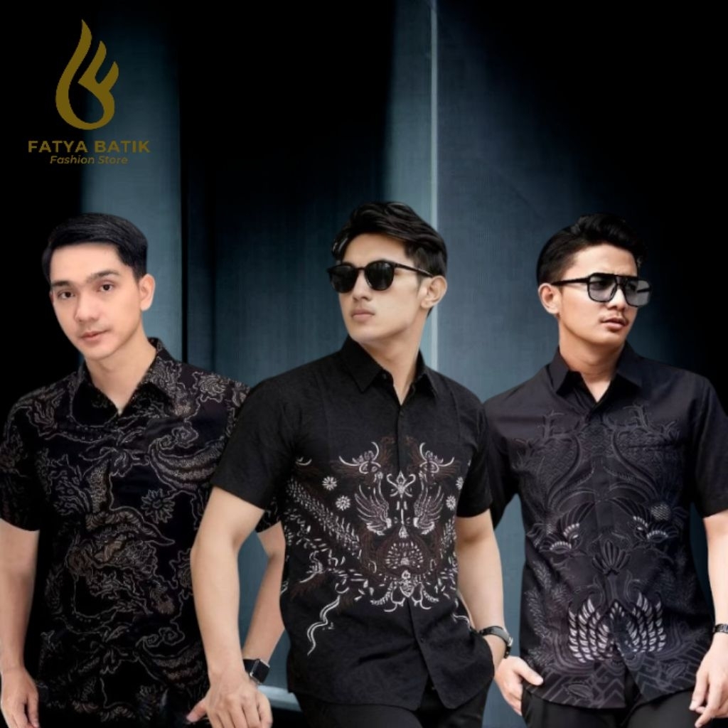 FATYA BATIK Motif Wonosari Kemeja Batik Pria Slimfit Lengan Pendek Hem Batik Pria Slimfit Baju Batik
