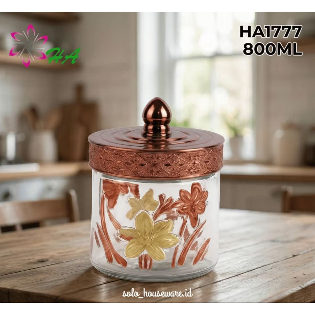 Toples Kaca HA1777 800ML - Toples Lebaran Kue Kering - Toples Kaca Kue Kering - Toples Kaca Serbagun