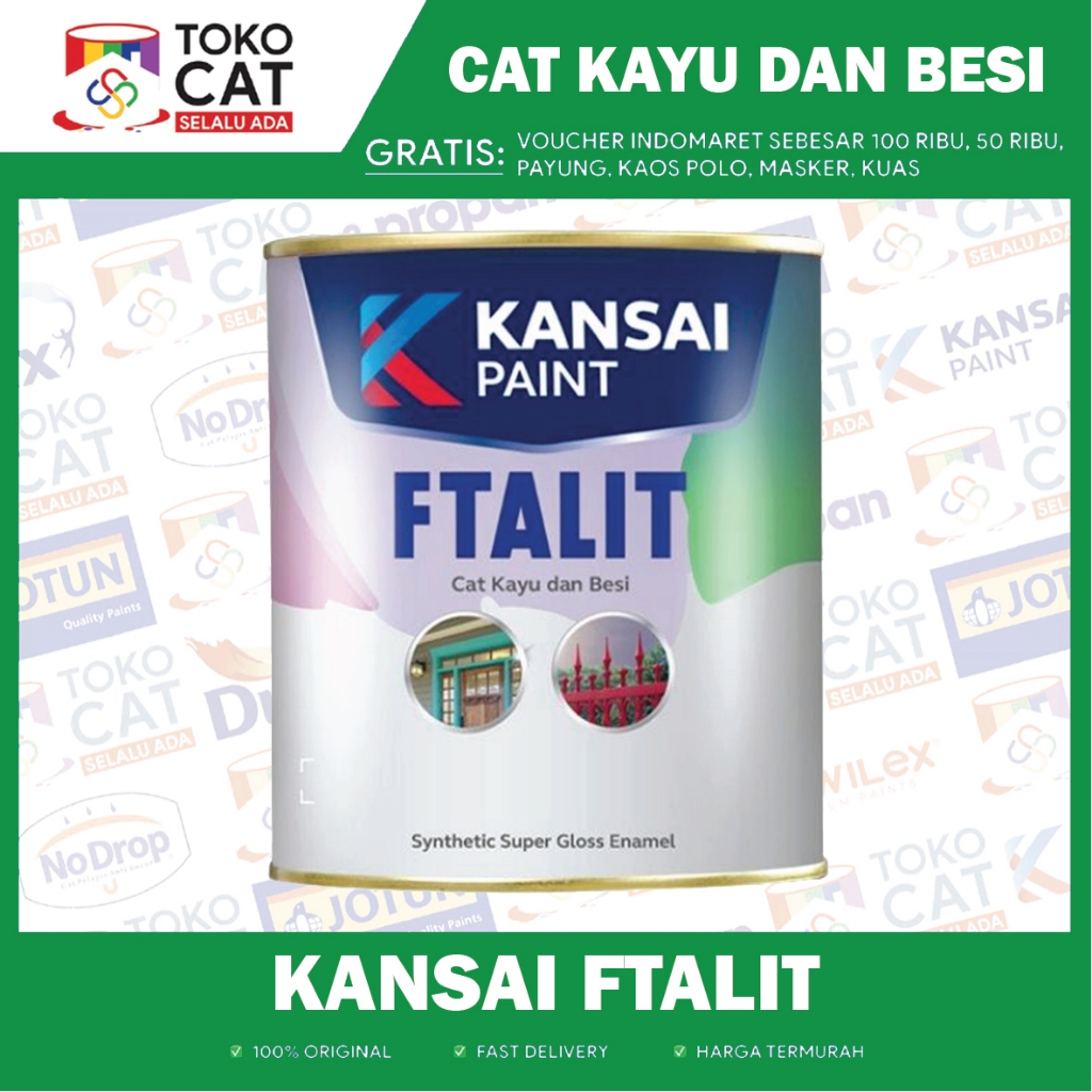 CAT MINYAK KAYU DAN BESI | FTALIT 1 KG WARNA SILVER KODE 998 | KEMASAN KALENG