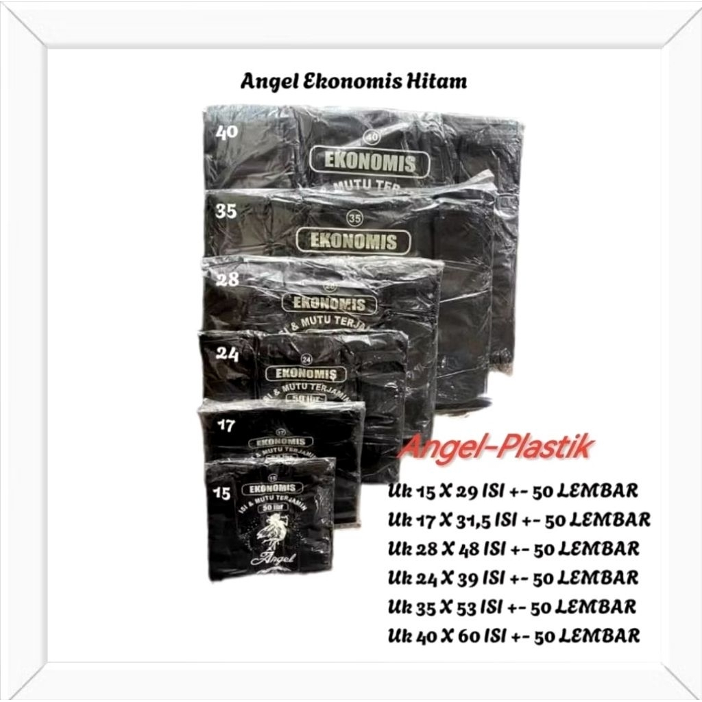 Eko 35 | Kantong Kresek Ekonomis Uk 35 isi 50pcs, Kantong Kresek Hitam, Plastik Kresek