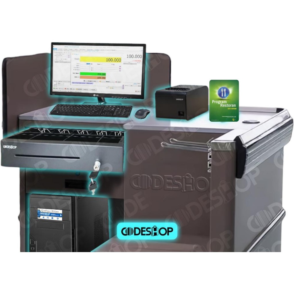 Codeshop Paket Kasir Cash Drawer Printer Thermal 80mm Free Program Kasir iPos Resto Restaurant