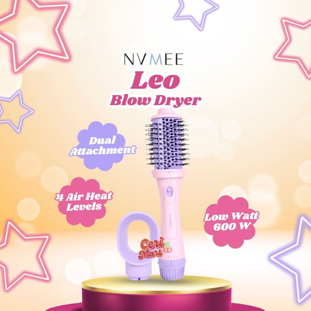 NVMEE LEO Blow Dryer 2in1 Low Watt Natural Blow With Volume Sisir Pengering - rambut mejadi badai