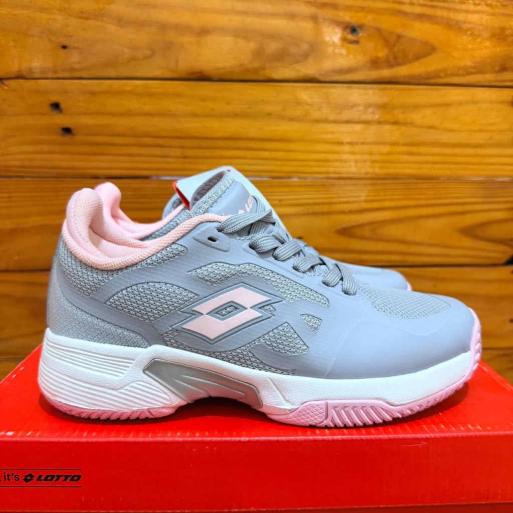 ONLY SIZE 34 BEKAS PAJANGAN SEPATU BADMINTON TENNIS OLAHRAGA LOTTO ENRICO JR BADMINTON GREY PINK ORI