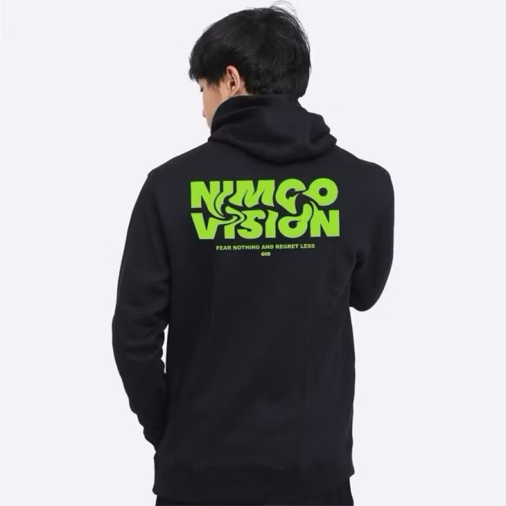 Hoodie Nimco Black Fontis Unisex Sweater Hitam