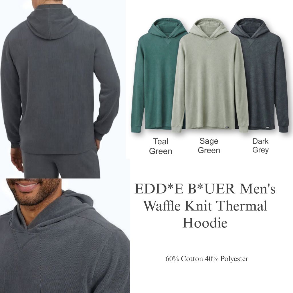 Edd*e B*uer Men’s Waffle Knit Thermal Hoodie / Hoodie pria original branded / hoodie t.shirt pria te
