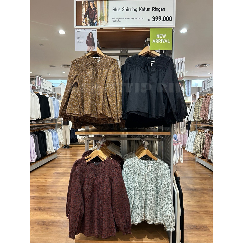 Blus Shirring Katun Ringan WOMEN UNIQLO