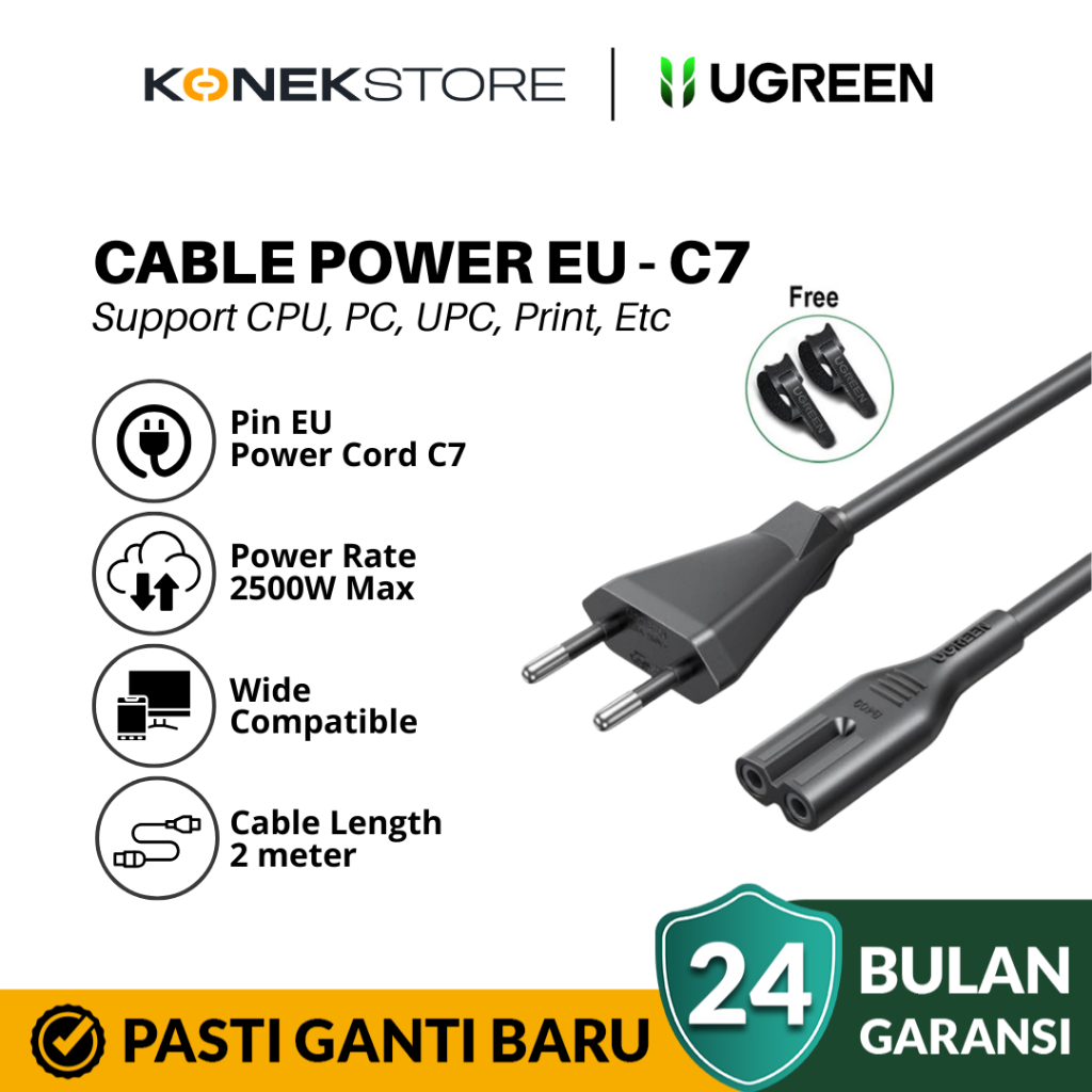 Ugreen Kabel Power Printer / Kabel Angka 8 AC Cord 2 250V