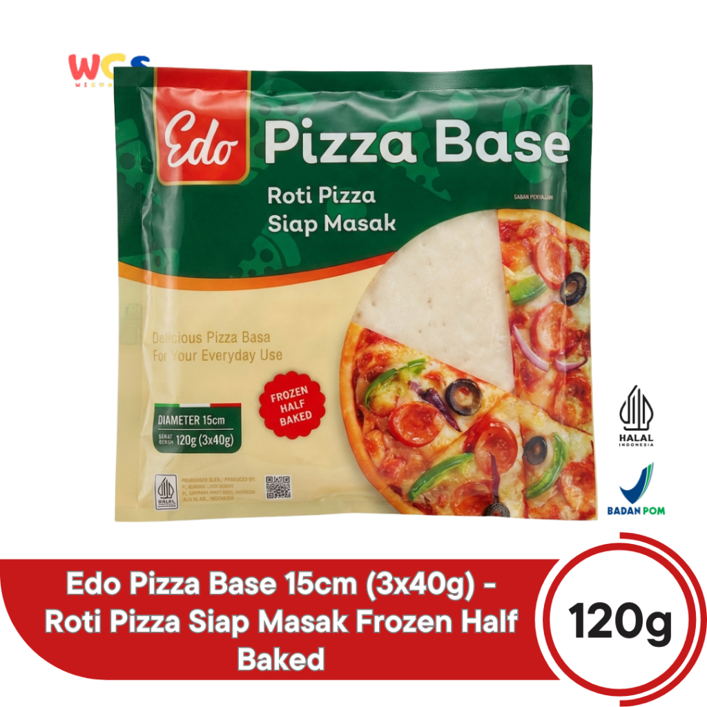 Edo Pizza Base 15cm 120g (3x40g) - Roti Pizza Siap Masak Frozen Half Baked