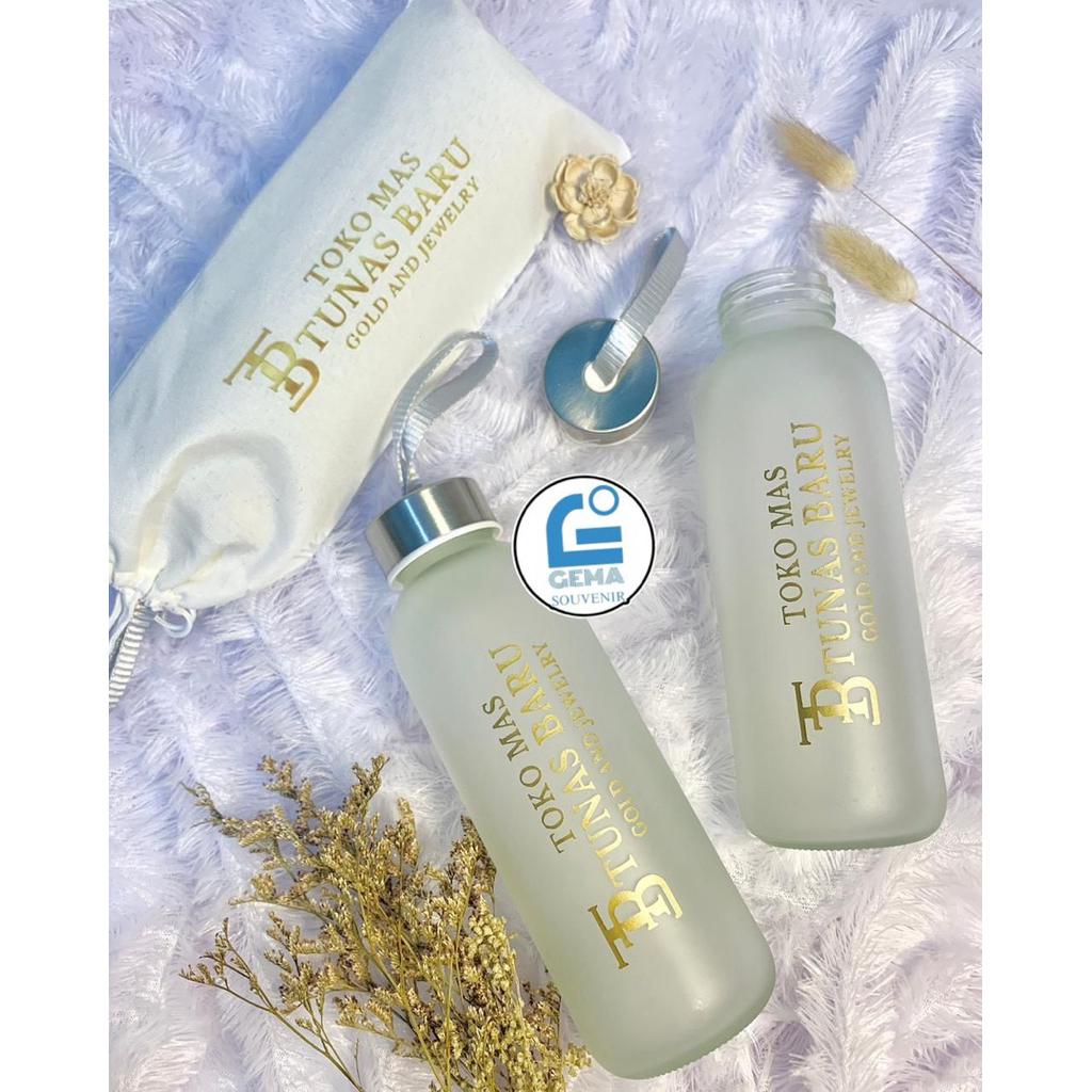 BOTOL TUMBLER DOFF COSTUM  420 ML / SOUVENIR BOTOL KACA / SOUVENIR PERNIKAHAN CUSTOM / SOUVENIR KANT