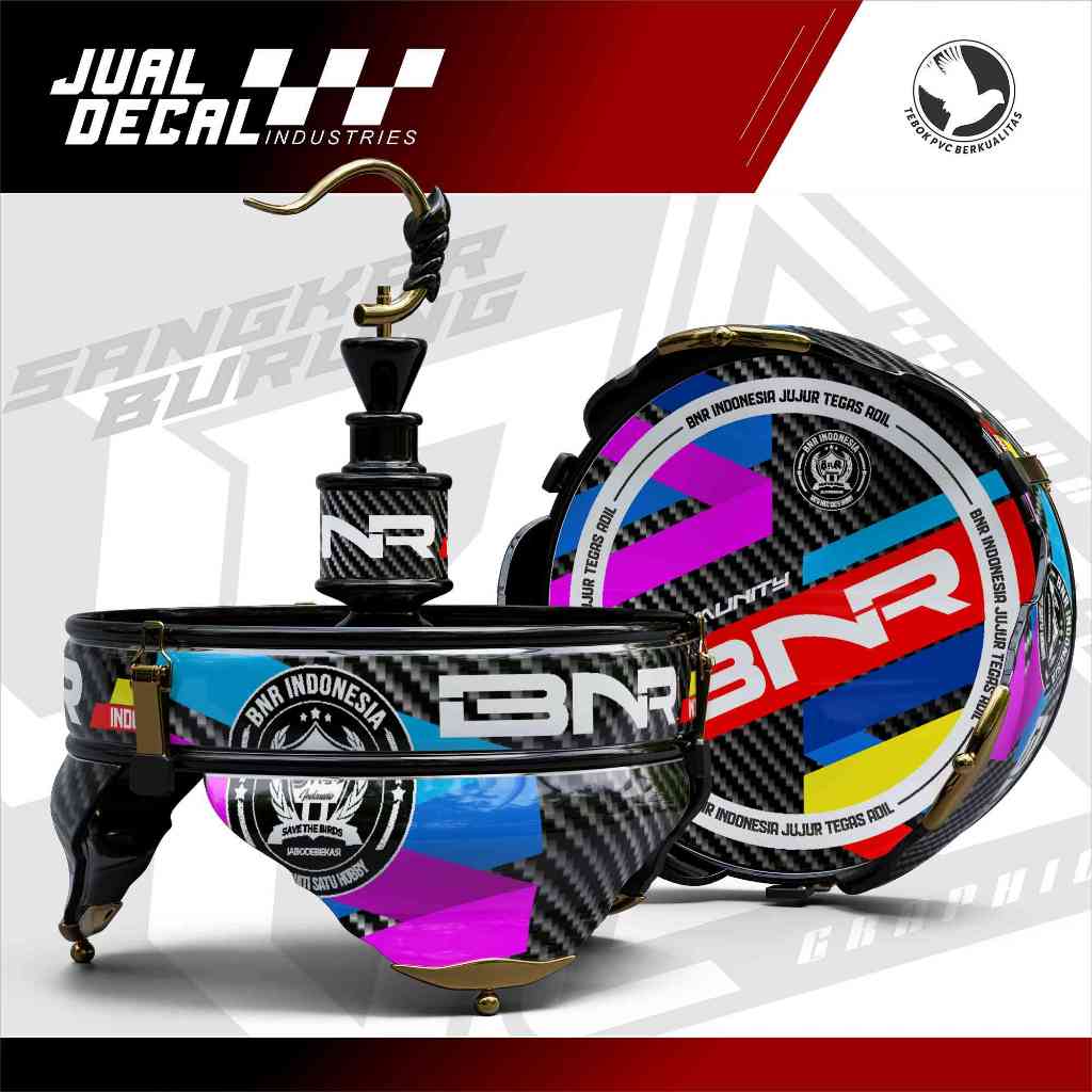 Stiker untuk Sangkar BNR CARBON Comminity - CUSTOM Decal Tebok Burung Lovebird Pleci Helopet anti go