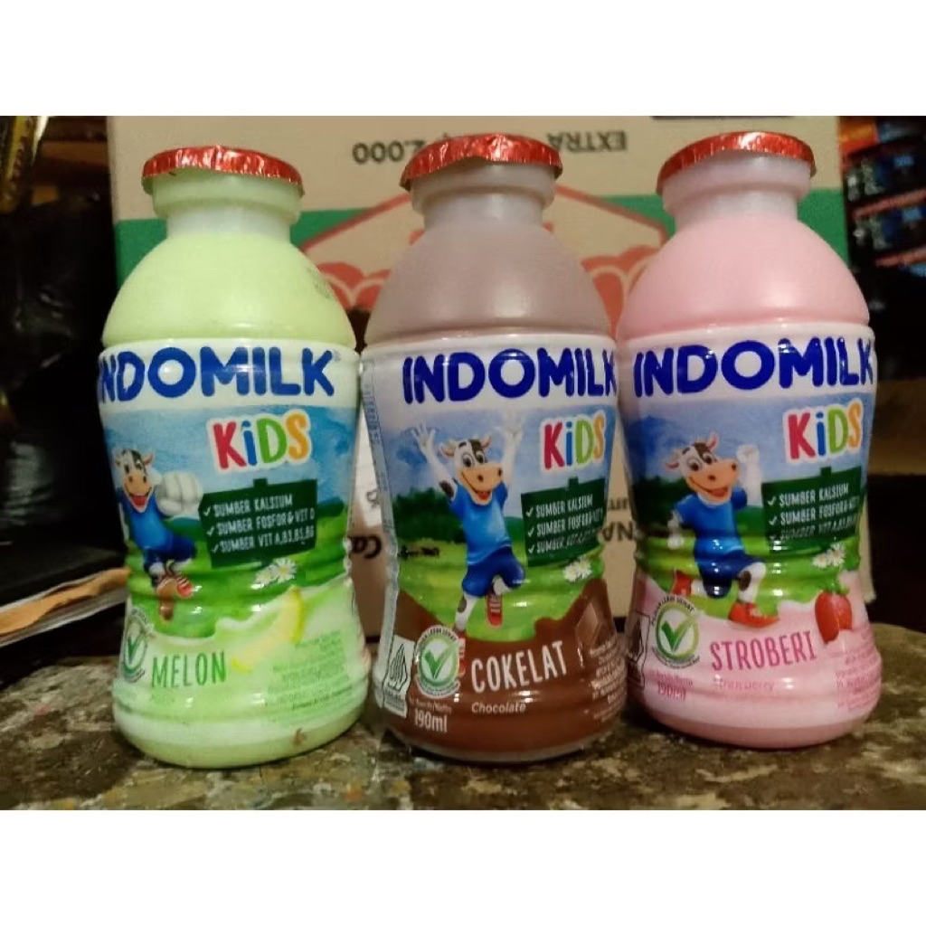 Indomilk Susu Cair Botol 190ml - Tinggi Kalsium, Fosfor, dan Vitamin D. ( 1 Karton isi 24 )