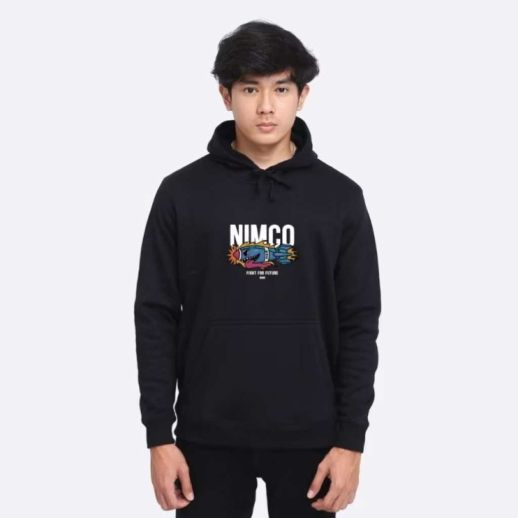 Hoodie Nimco Hitam NM00023 Sweatershirt Pria Wanita