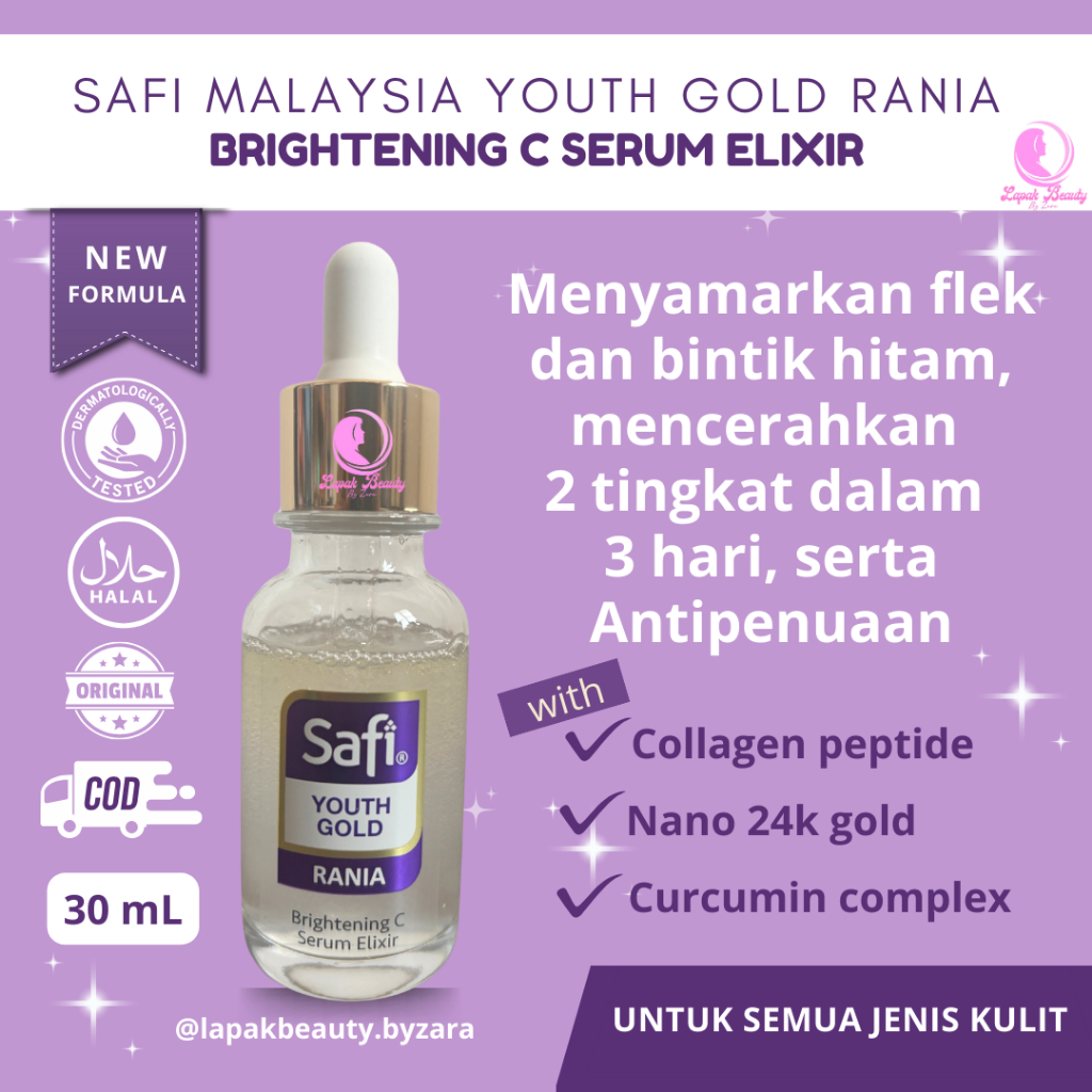 Safi Youth Elixir Serum Wajah Penghilang Bekas Jerawat Flek Hitam Dark Spot Skincare Safi Malaysia
