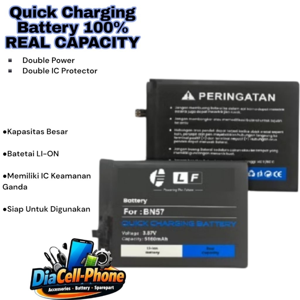 Baterai Xiaomi BN 57 / POCO X3 NFC / X3 PRO / 5160mAh - Real Capacity / Double IC