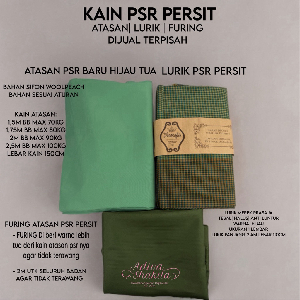 ADIVA -- KAIN PSR PERSIT ATASAN PSR PERSIT BAHAN SIFON  WOOLPEACH/ BAWAHAN KAIN LURIK BAHAN TEBAL